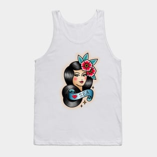 Girl Love Sea - Old School Tattoo Tank Top